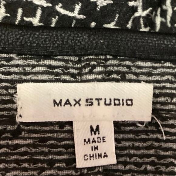 Max Studio Black White Tweed Crew Neck Long Sleeve Sweater Blouse Tunic Top Sz M - Picture 4 of 5